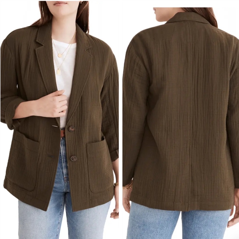 NWT Madewell Crinkled Linen Blend Blazer